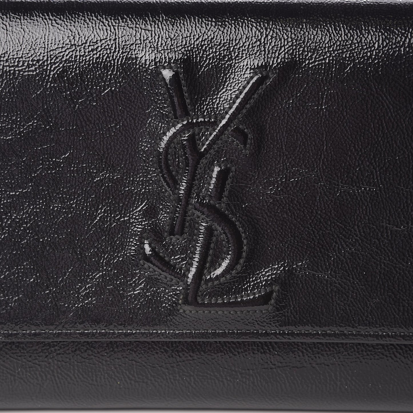 Textured Patent Monogram Large Belle De Jour Clutch Black