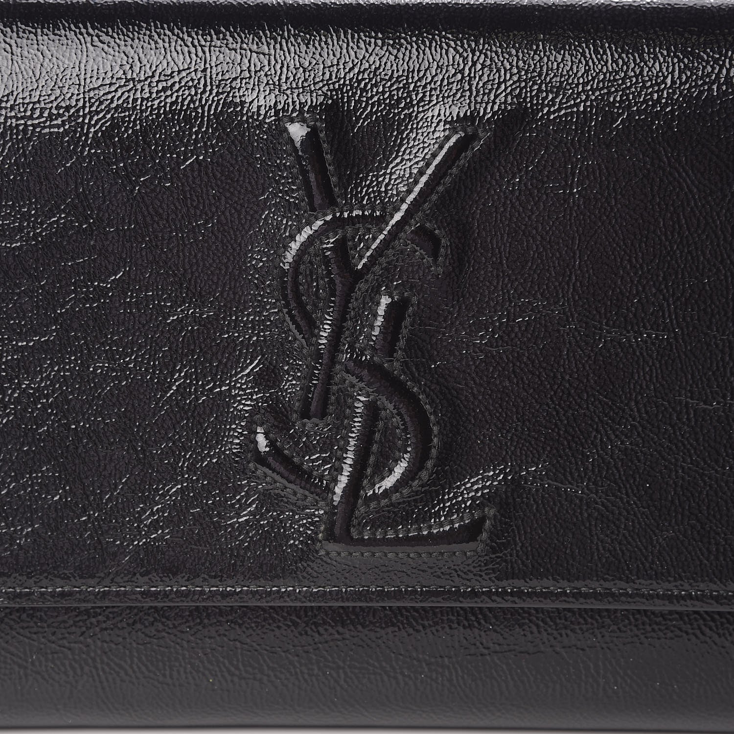 Saint Laurent Textured Patent Monogram Large Belle De Jour Clutch Black 7 of 9