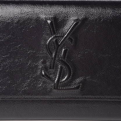 Saint Laurent Textured Patent Monogram Large Belle De Jour Clutch Black 7 of 9
