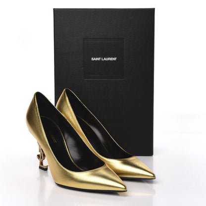 Saint Laurent Calfskin Opyum 85 Pumps 39 Gold 9 of 9