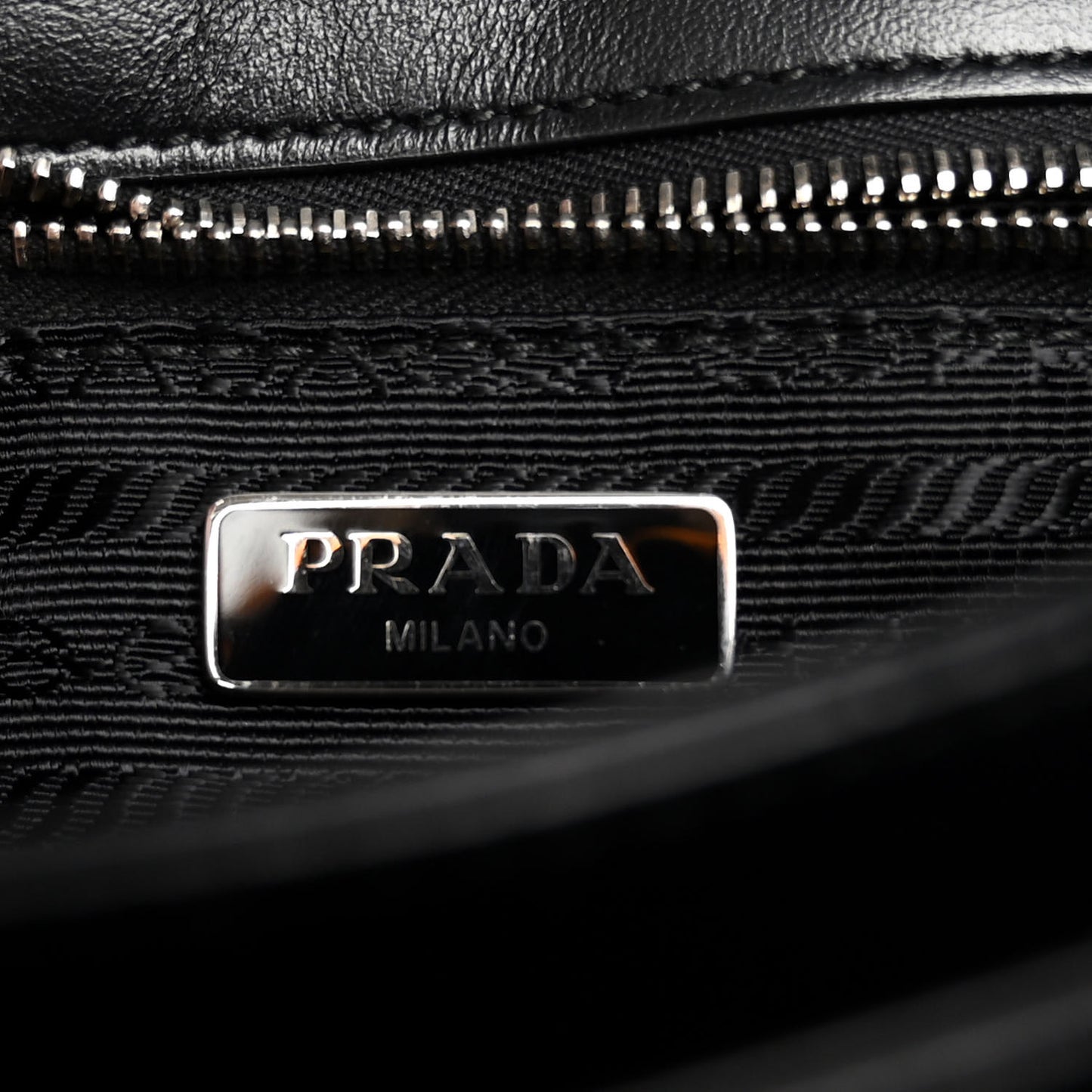 Saffiano Tessuto Nylon Chain Shoulder Bag Black
