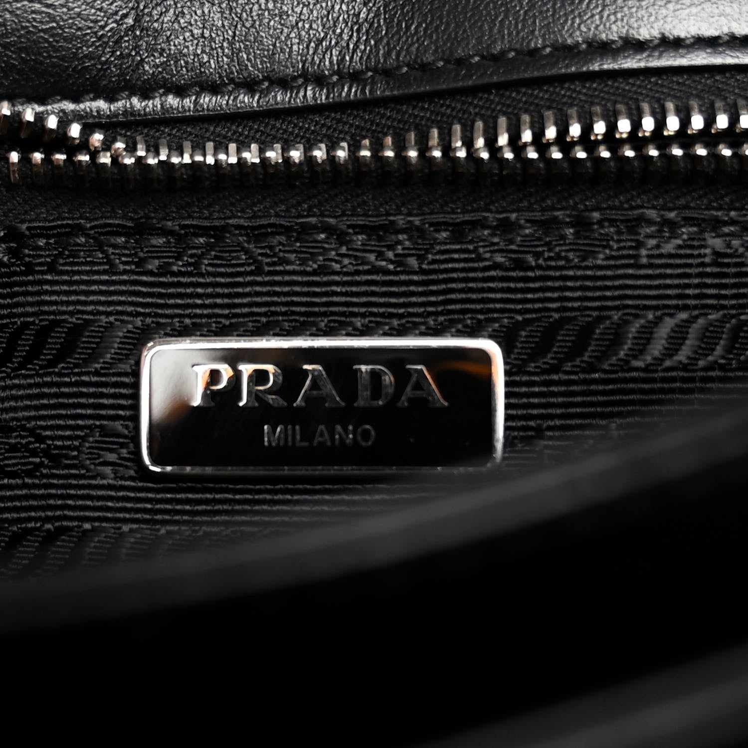 Prada Saffiano Tessuto Nylon Chain Shoulder Bag Black 6 of 9