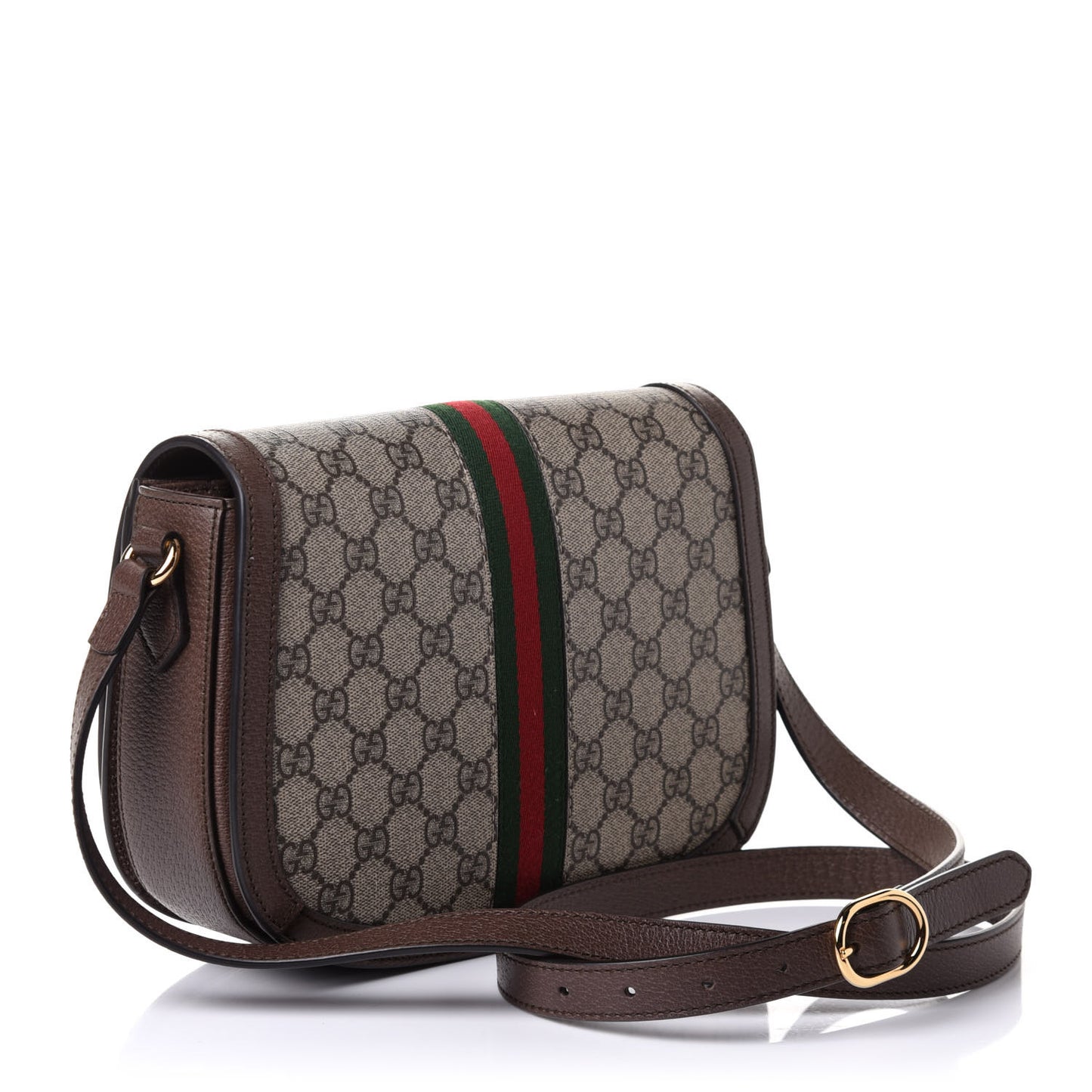 GG Supreme Monogram Web Small Ophidia Flap Messenger Bag Brown