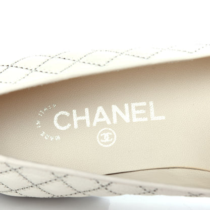 Chanel Calfskin Stitched CC Loafers 39 Ivory 8 of 11