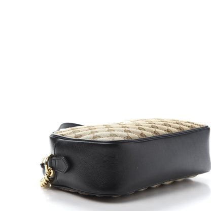 Gucci Monogram Matelasse Diagonal Small GG Marmont Chain Shoulder Bag Beige Black 9 of 12