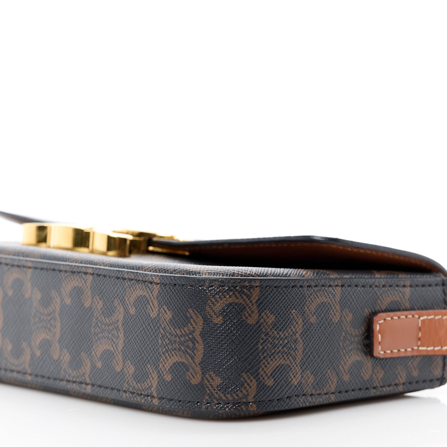 Canvas Calfskin Triomphe Shoulder Bag Tan