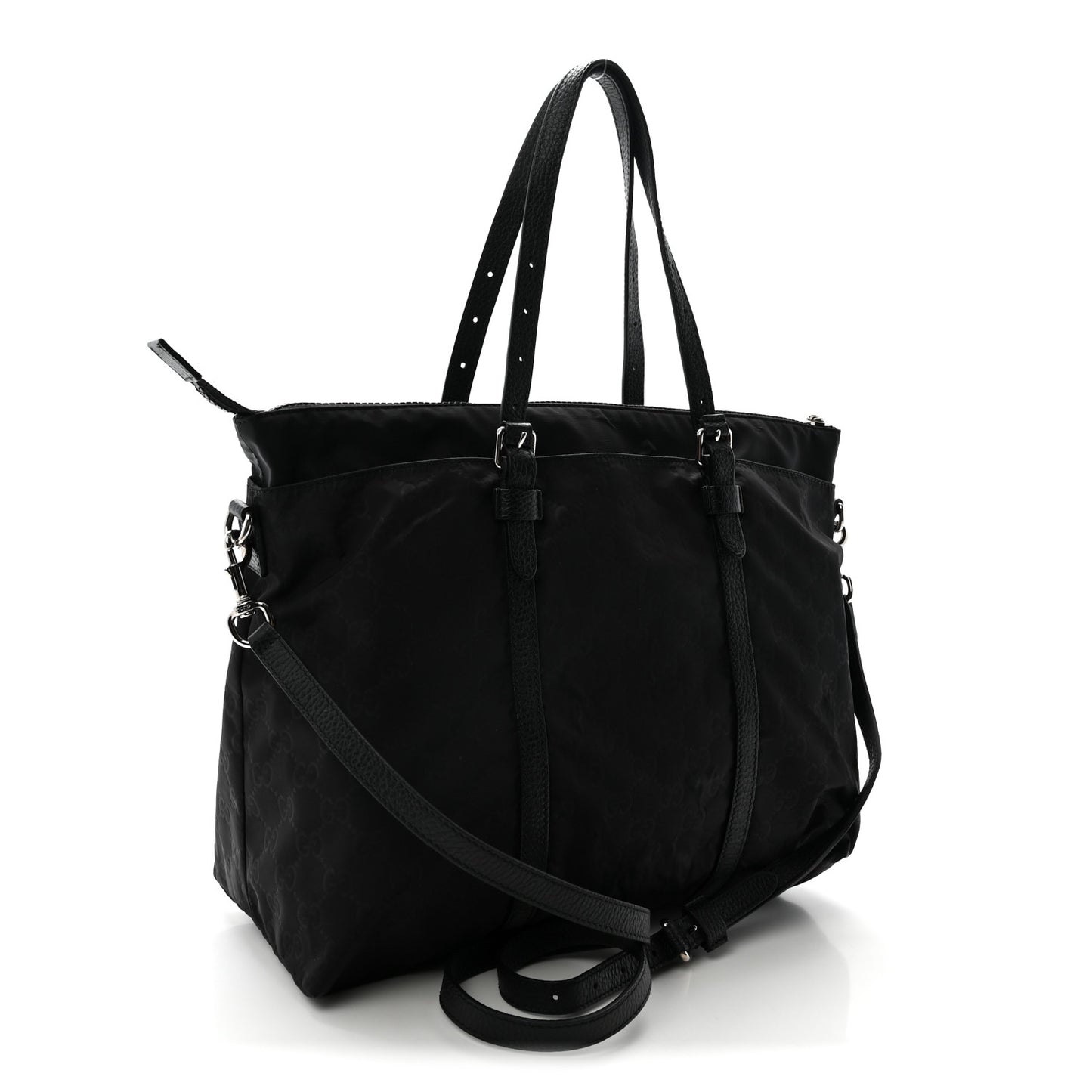 Nylon Monogram Dollar Calfskin Tote Black