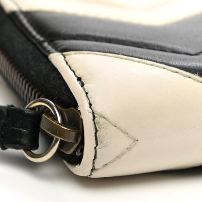 Gucci Calfskin Matelasse GG Marmont Zip Around Wallet Black White 9 of 10