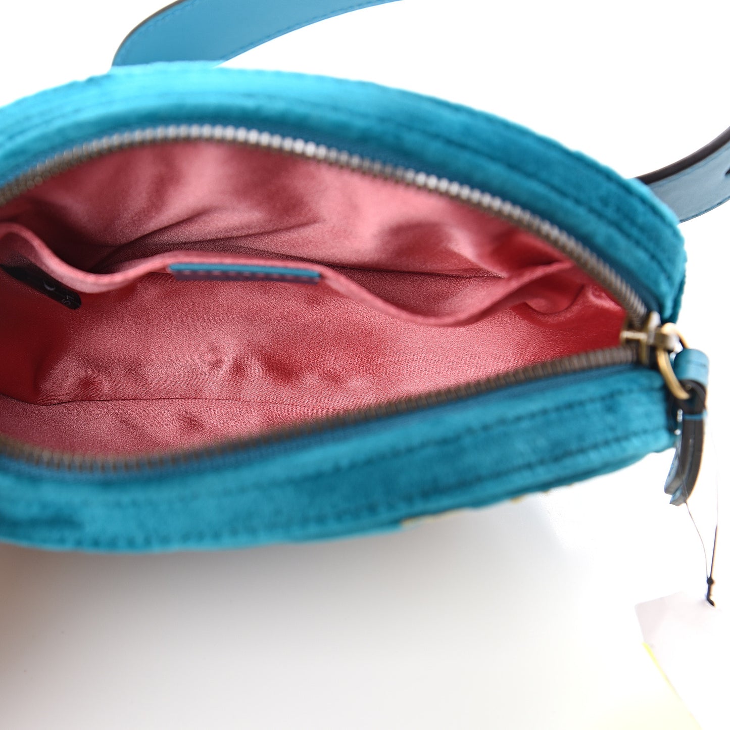 Velvet Matelasse Embroidered GG Marmont Belt Bag 105 42 Pavone Cyan