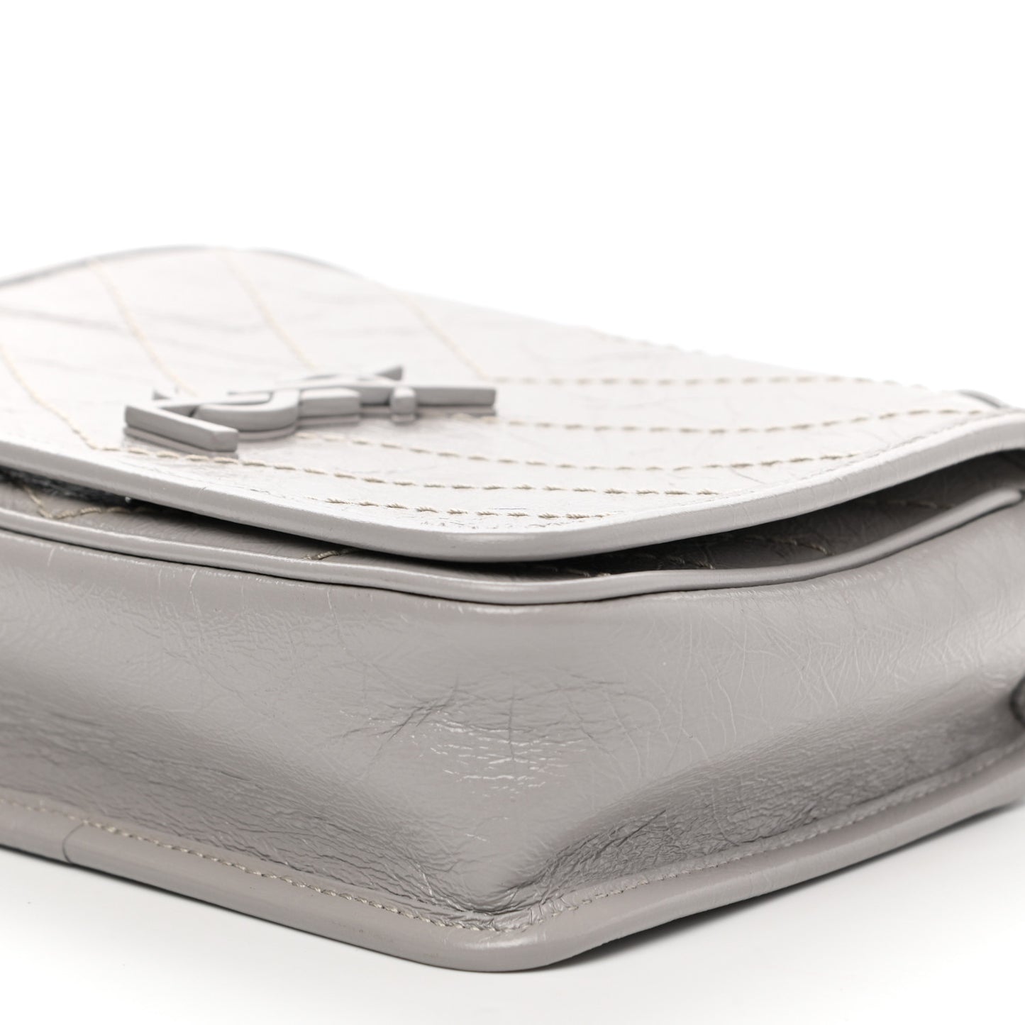 Crinkled Calfskin Matelasse Monogram Niki Chain Wallet Granite