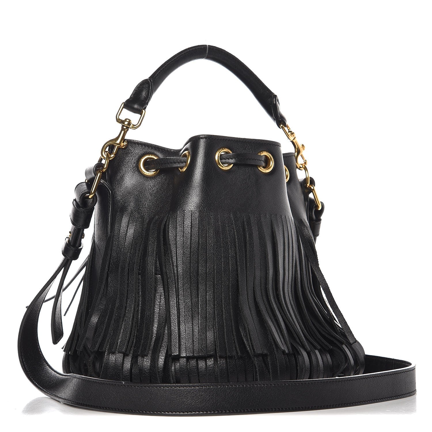 Saint Laurent Calfskin Small Emmanuelle Fringe Hobo Bag Black 4 of 9