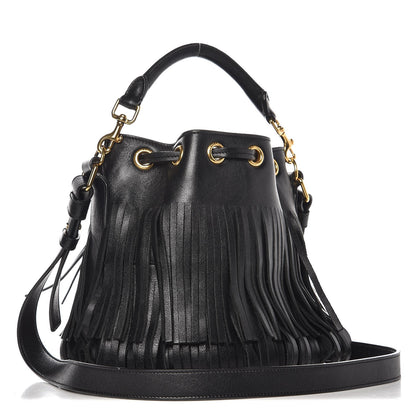 Saint Laurent Calfskin Small Emmanuelle Fringe Hobo Bag Black 4 of 9
