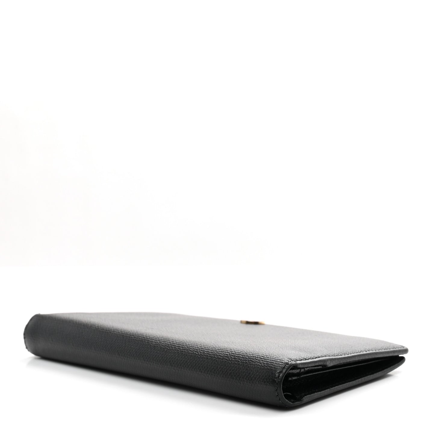 Grained Calfskin CC Button Yen Wallet Black