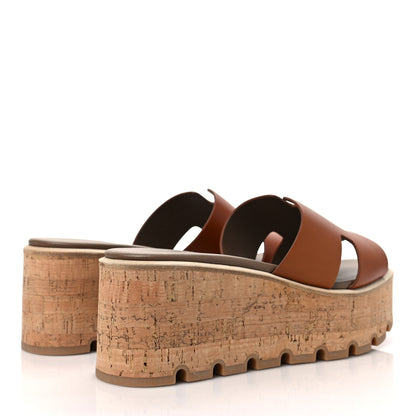 Hermes Calfskin Cork Eze 30 Sandals 38 Marron Glaise 4 of 9