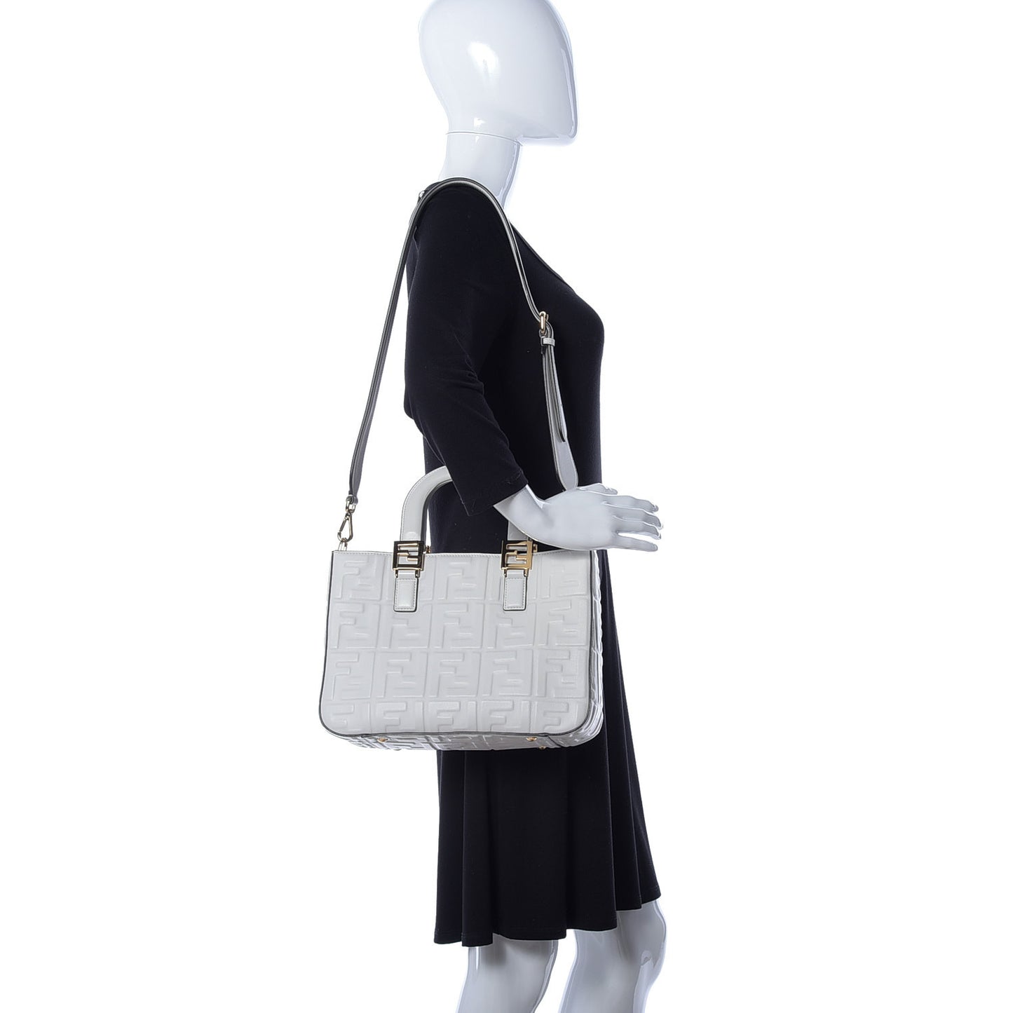 Nappa FF 1974 Embossed Small FF Tote White
