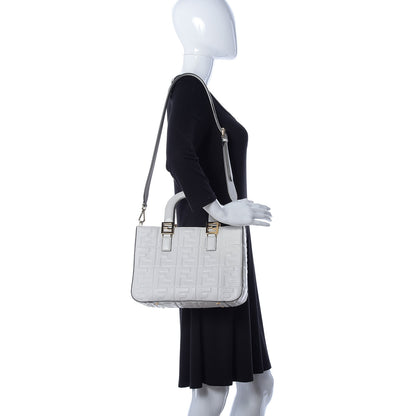Fendi Nappa FF 1974 Embossed Small FF Tote White 2 of 10