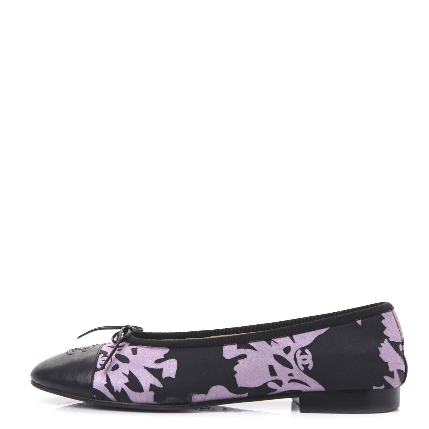 Glitter Printed Fabric Lambskin Cap Toe Ballerina Flats 38 Black Pink