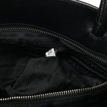 Prada Calfskin Nylon Buckle Shoulder Bag Black 6 of 14