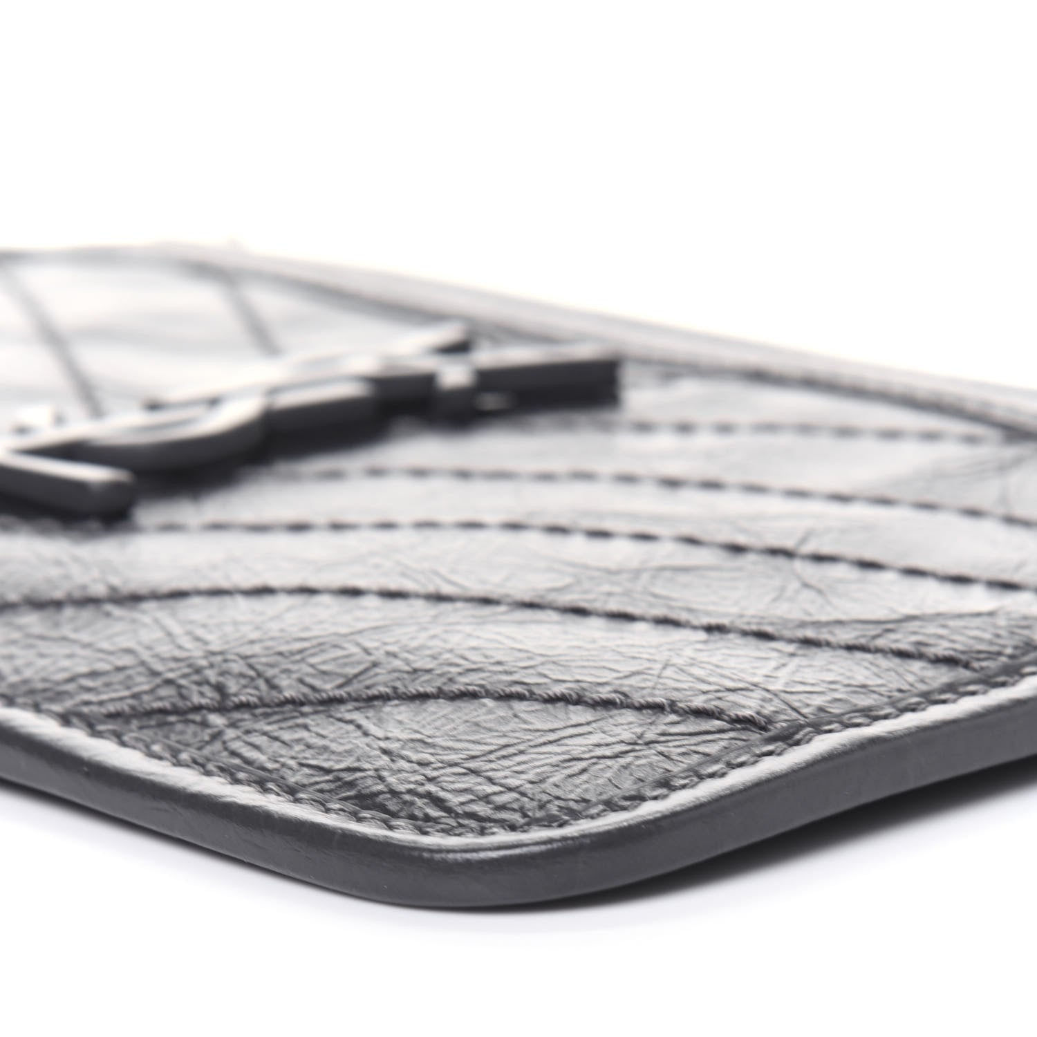 Saint Laurent Crinkled Calfskin Matelasse Monogram Niki Bill Pouch Storm 9 of 13