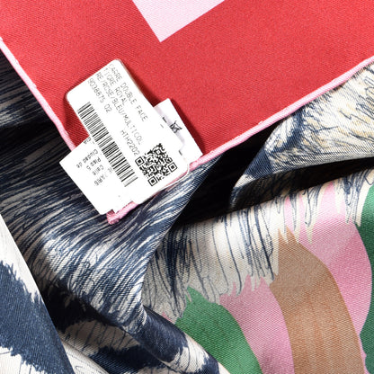 Hermes Silk Tiger Royal Double Face Scarf 90 Rose Bleu Multicolor 6 of 6