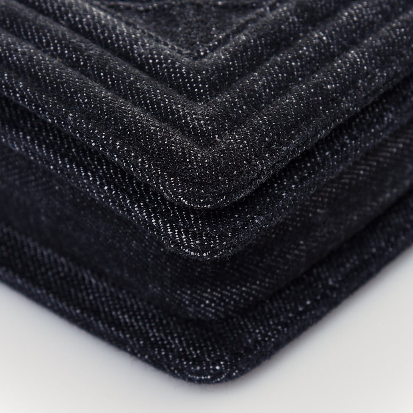 Denim Quilted Boy Clutch With Removable Chain Black