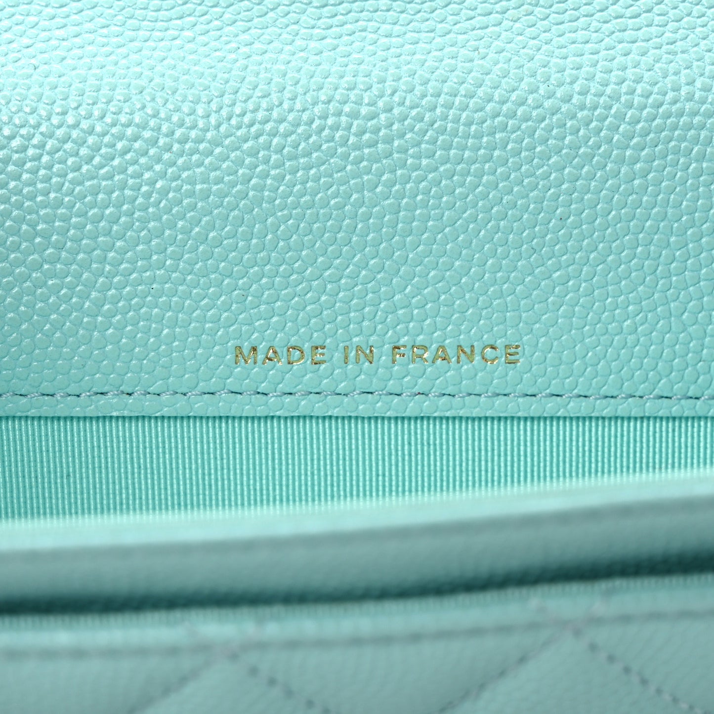 Caviar Quilted Flap Card Holder Wallet Light Blue