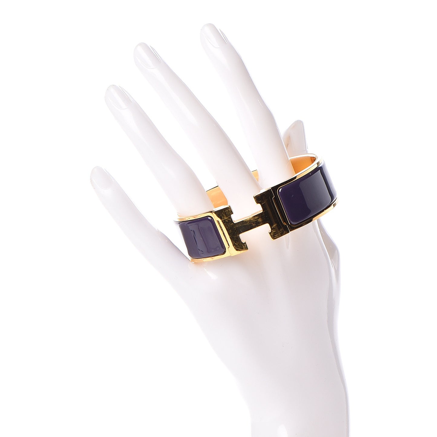 Enamel Wide Clic Clac H Bracelet GM Pourpre