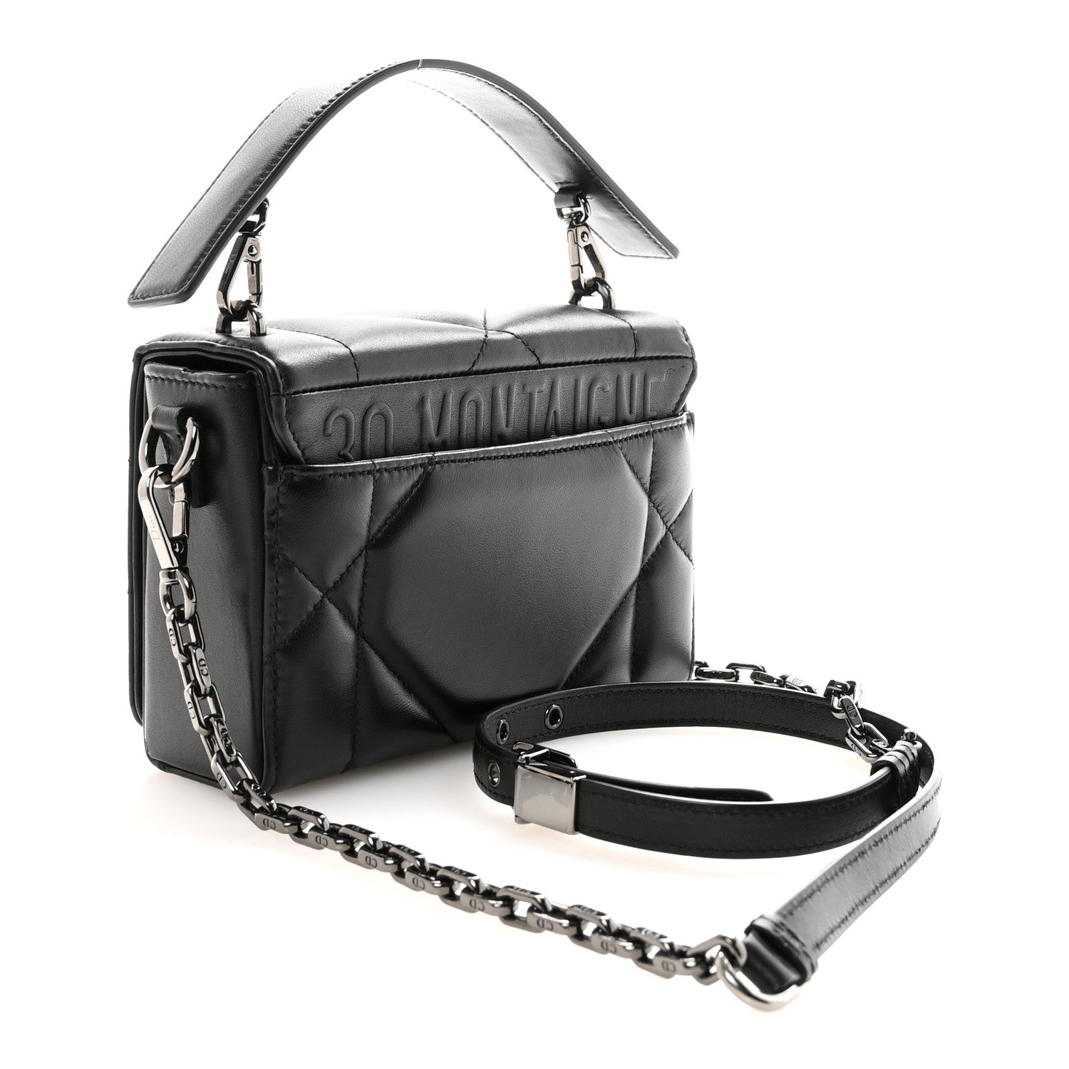 Christian Dior Lambskin Maxi Cannage Small 30 Montaigne Chain Top Handle Bag Black 3 of 10