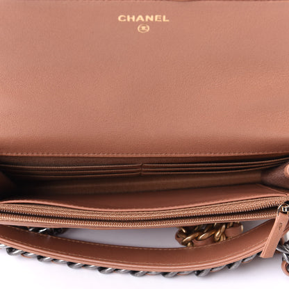 Chanel Lambskin Quilted Chanel 19 Wallet On Chain WOC Brown 3 of 3