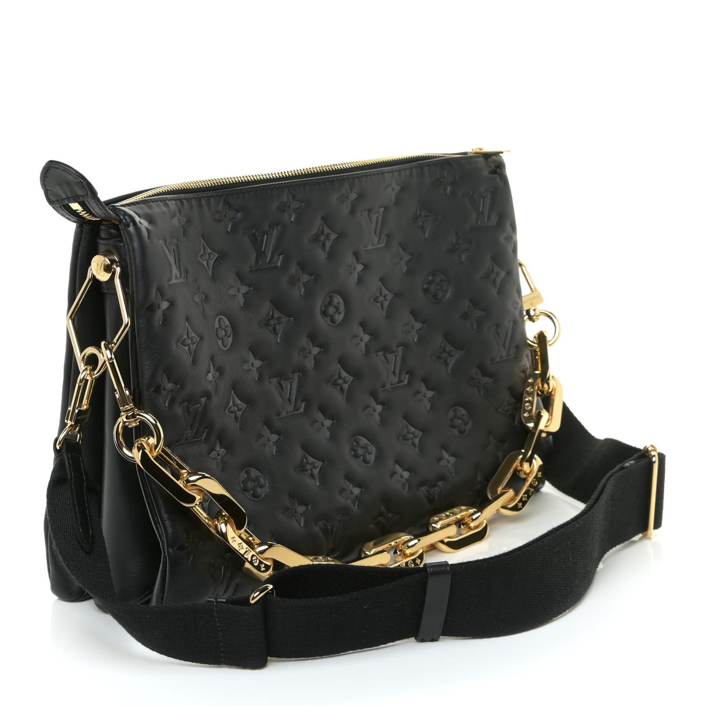 Lambskin Embossed Monogram Coussin MM Black
