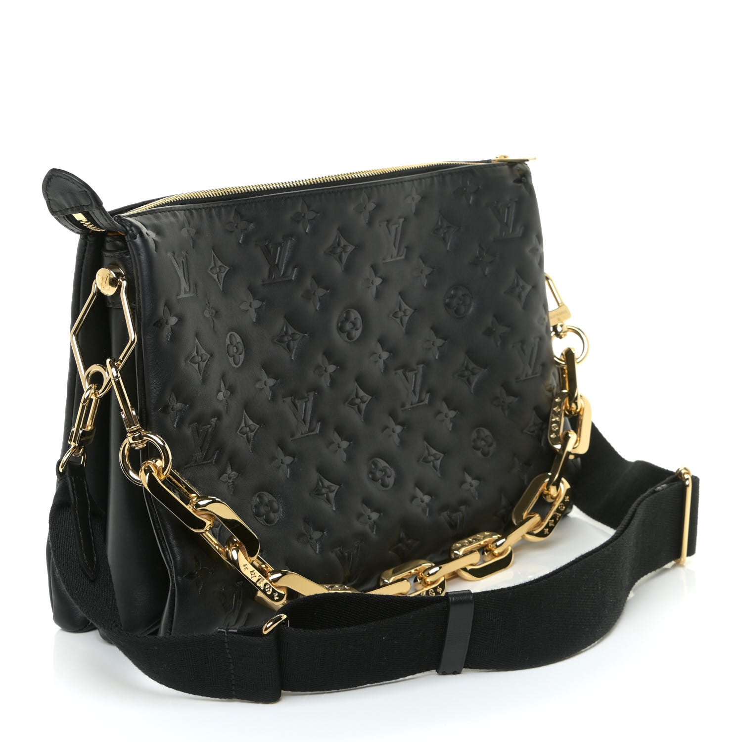 Louis Vuitton Lambskin Embossed Monogram Coussin MM Black 3 of 11