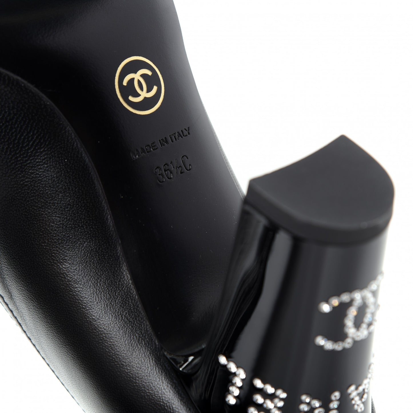 Calfskin Grosgrain Crystal Cap Toe Logo Pumps 36.5 Black