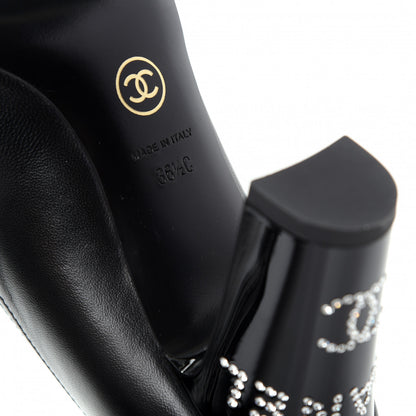 Chanel Calfskin Grosgrain Crystal Cap Toe Logo Pumps 36.5 Black 9 of 9