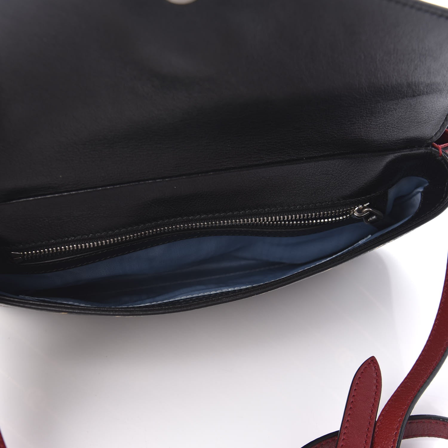 Gucci Calfskin Diagonal GG Medium Thiara Double Envelope Shoulder Bag Black Red 6 of 12
