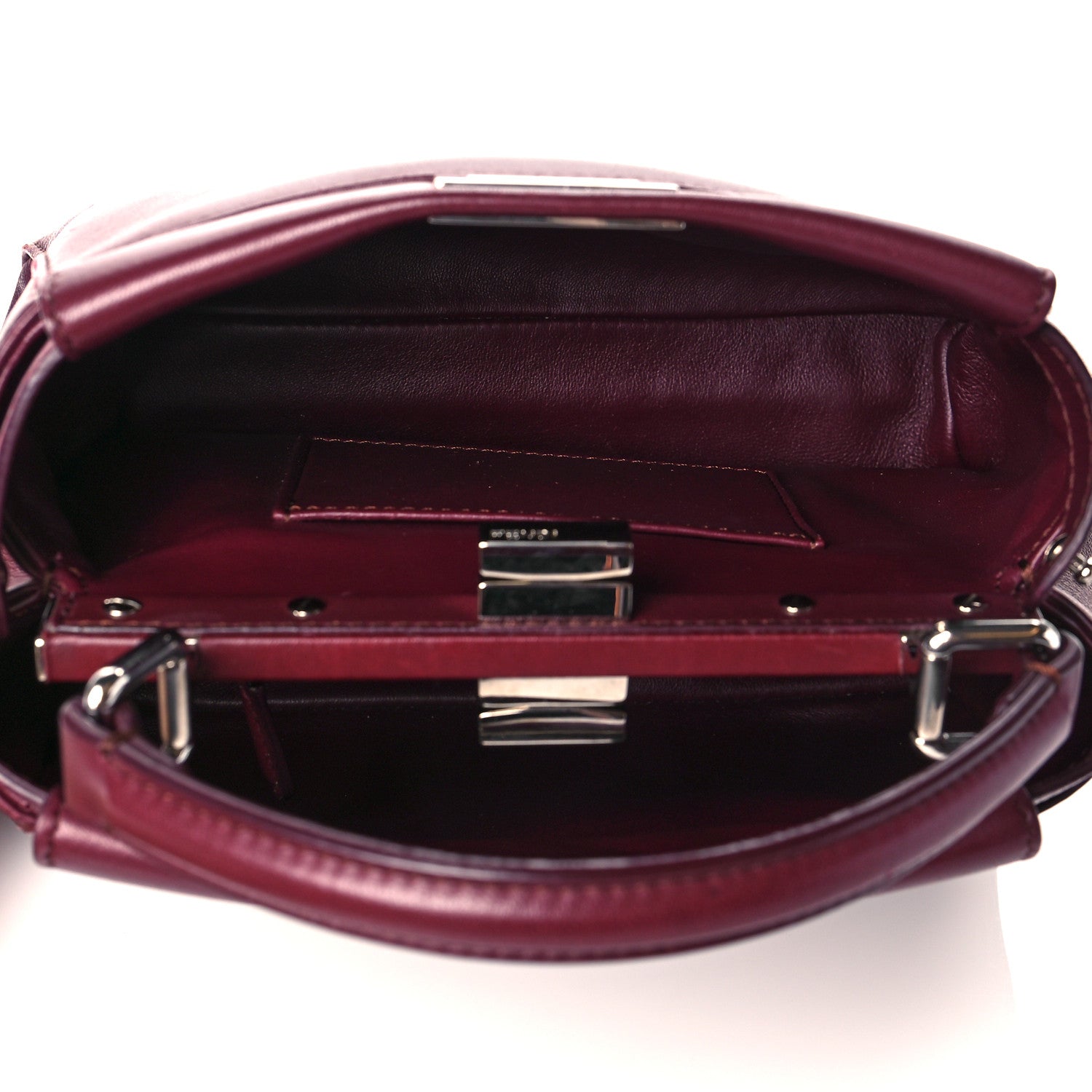 Fendi Nappa Mini Peekaboo Iconic Satchel Bordeaux 5 of 11