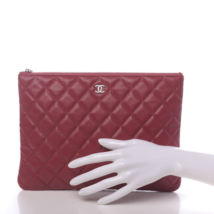 Chanel Caviar Quilted Medium Cosmetic Case Dark Red 2 of 9