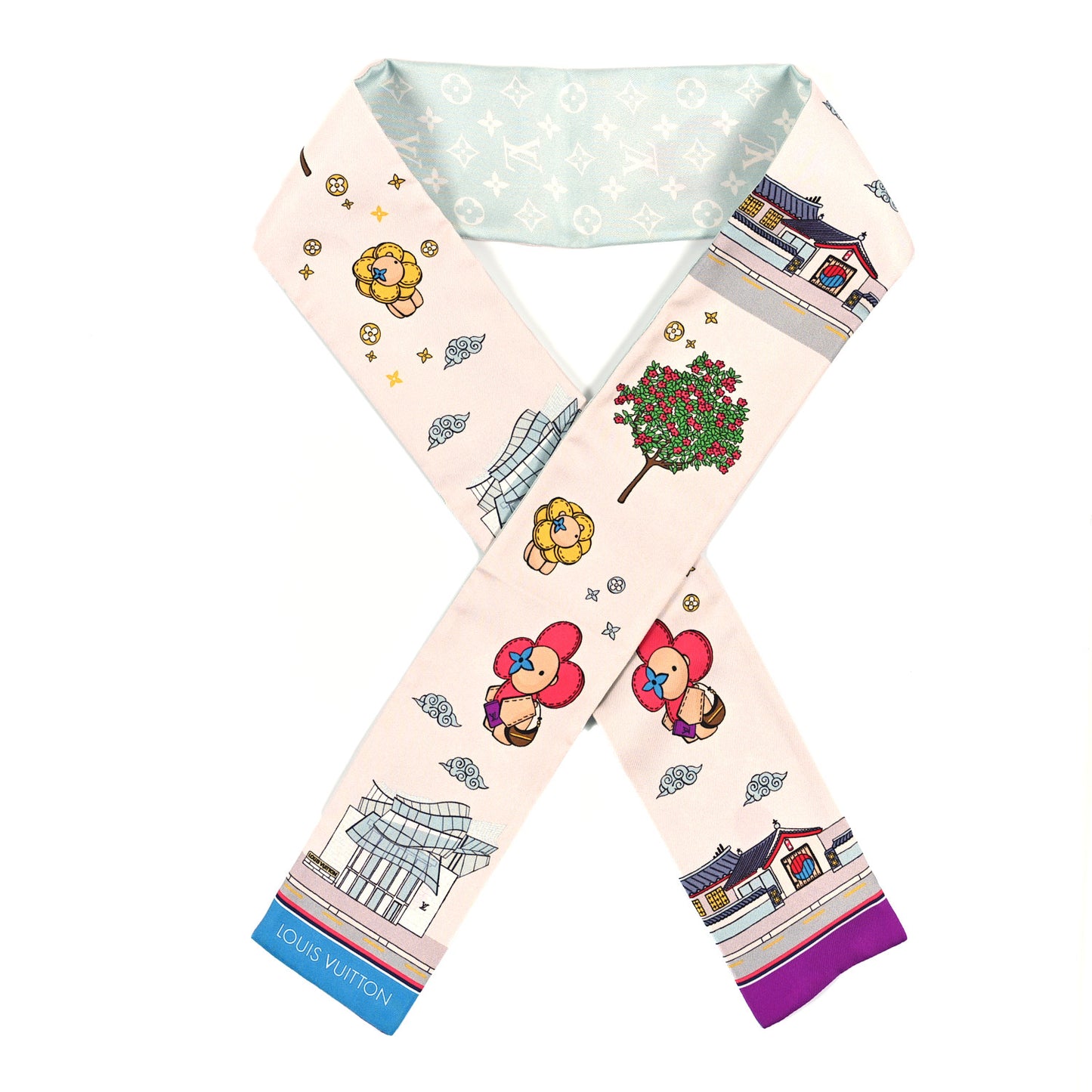 Silk Monogram Seoul Vivienne Bandeau Light Blue