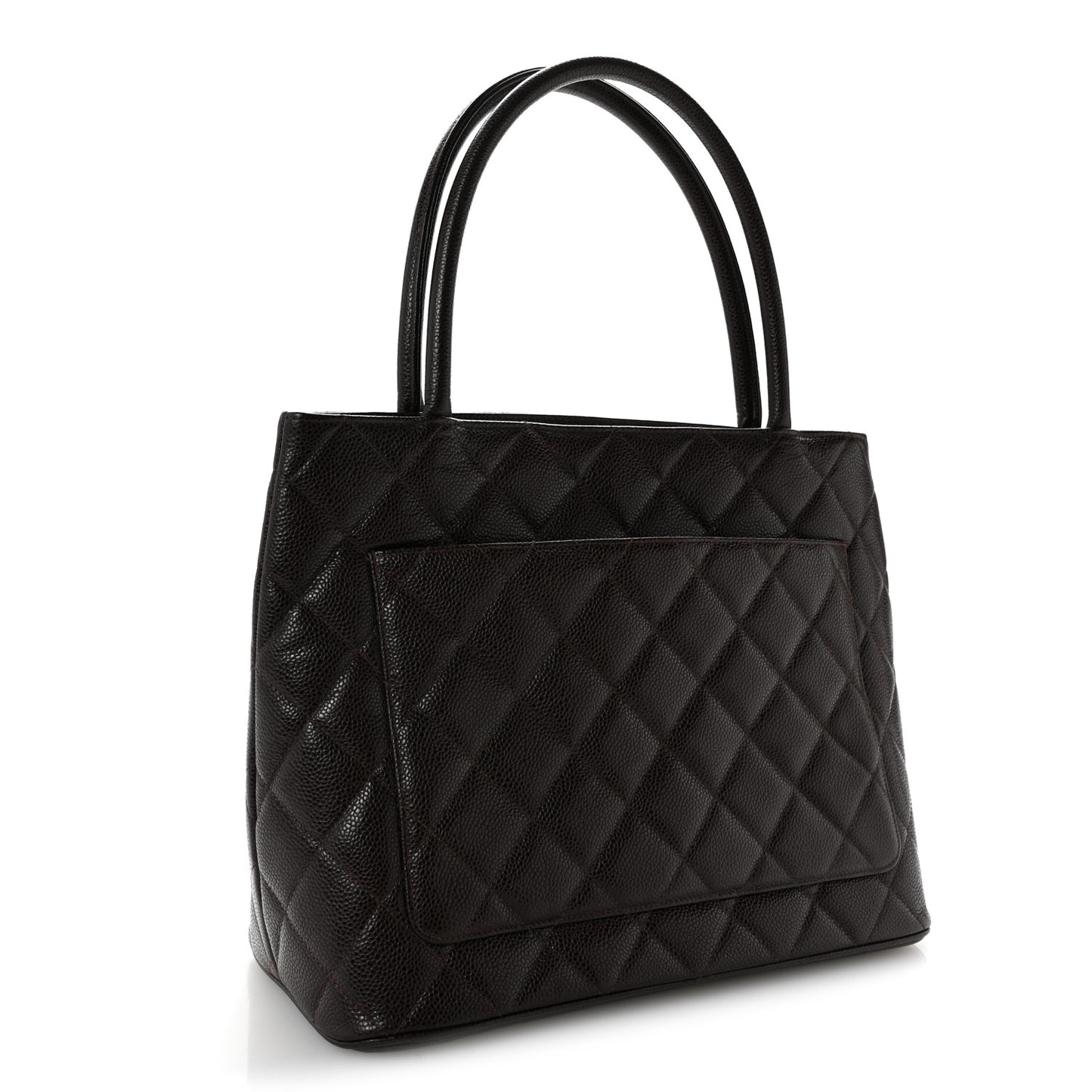 Caviar Quilted Medallion Tote Dark Brown