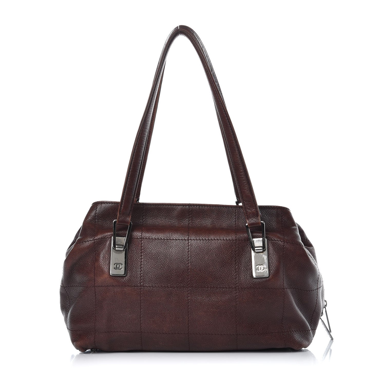 Caviar Chocolate Bar Quilted Shoulder Bag Brown