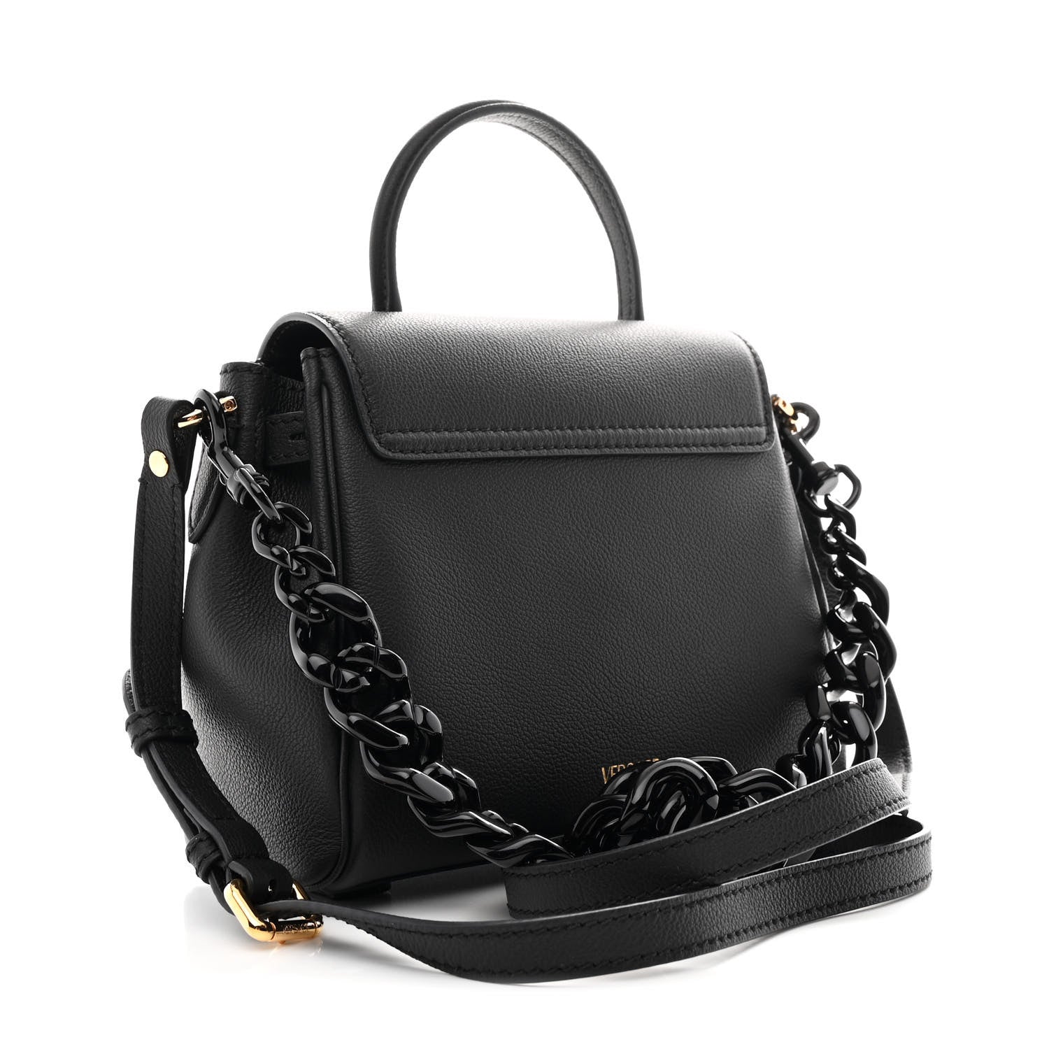 Versace Grained Calfskin Small La Medusa Top Handle Bag Black 3 of 10