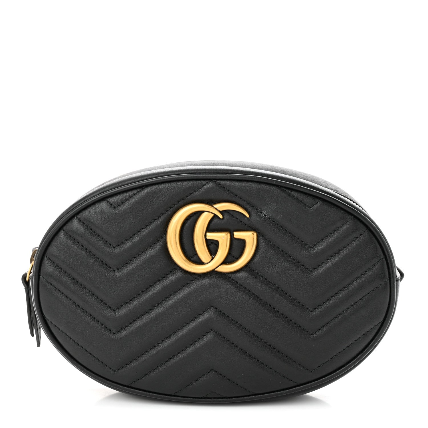 Gucci Calfskin Matelasse GG Marmont Belt Bag 85 34 Black 1 of 14