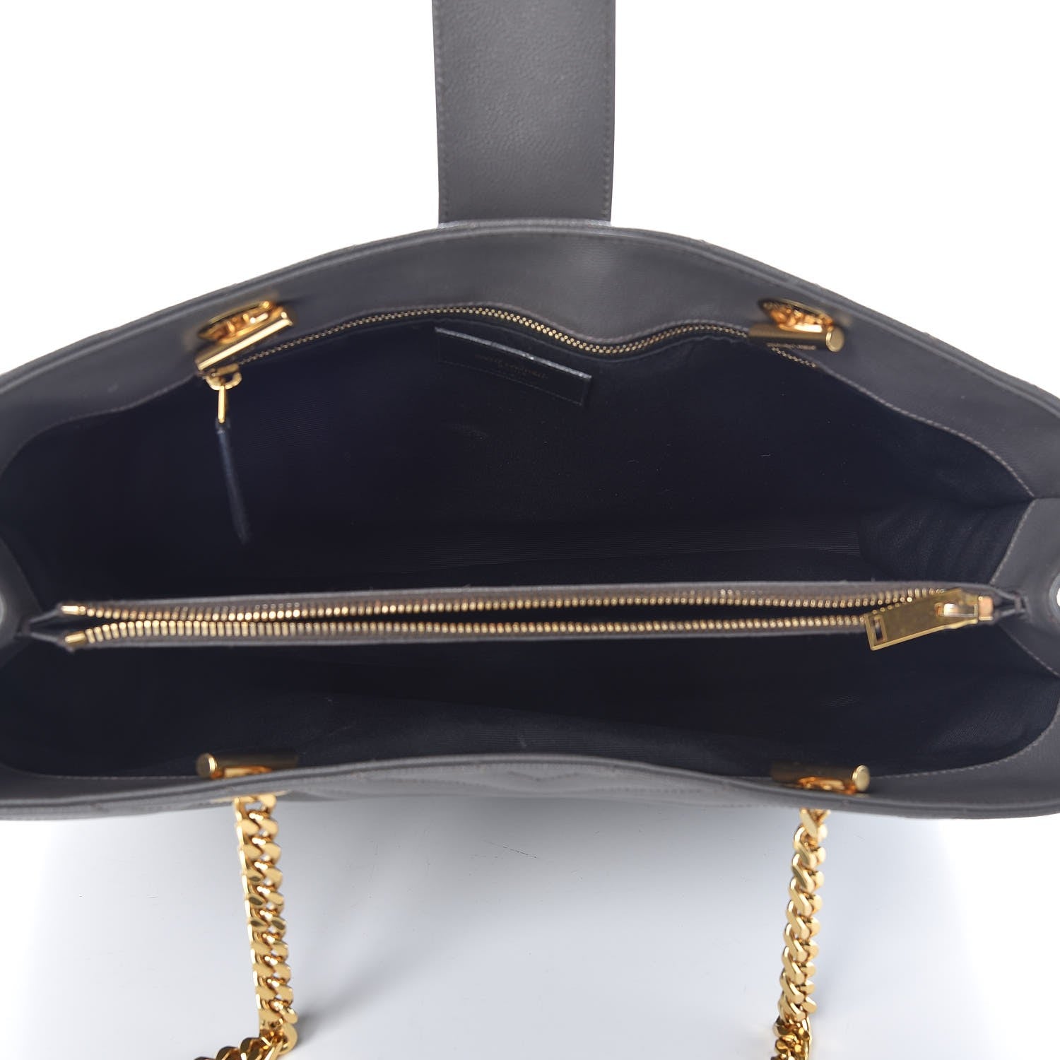 Saint Laurent Grain De Poudre Matelasse Chevron Monogram Shopping Bag Fog 5 of 14