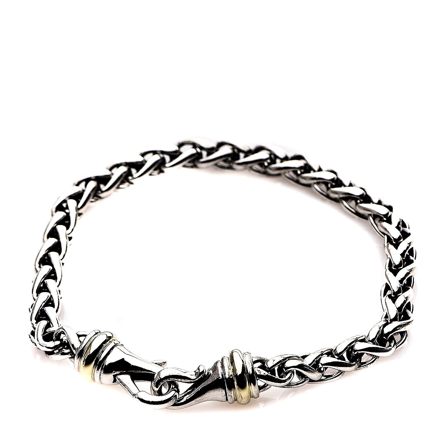 David Yurman Sterling Silver 14K Yellow Gold 6mm Wheat Chain Bracelet 1 of 3