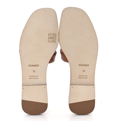 Hermes Ostrich Oran Sandals 39 Naturel 6 of 10