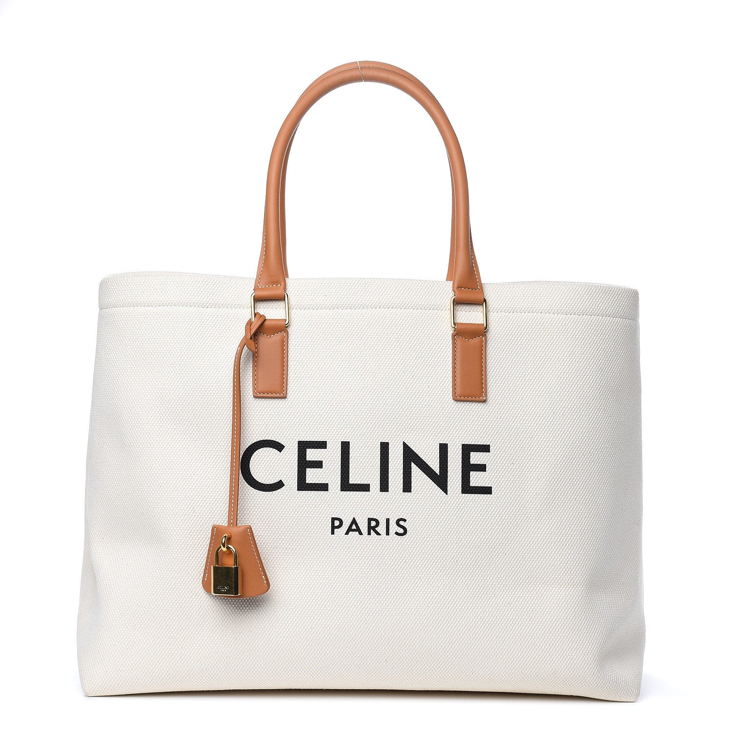 Celine Canvas Calfskin Horizontal Cabas Natural Tan 1 of 10