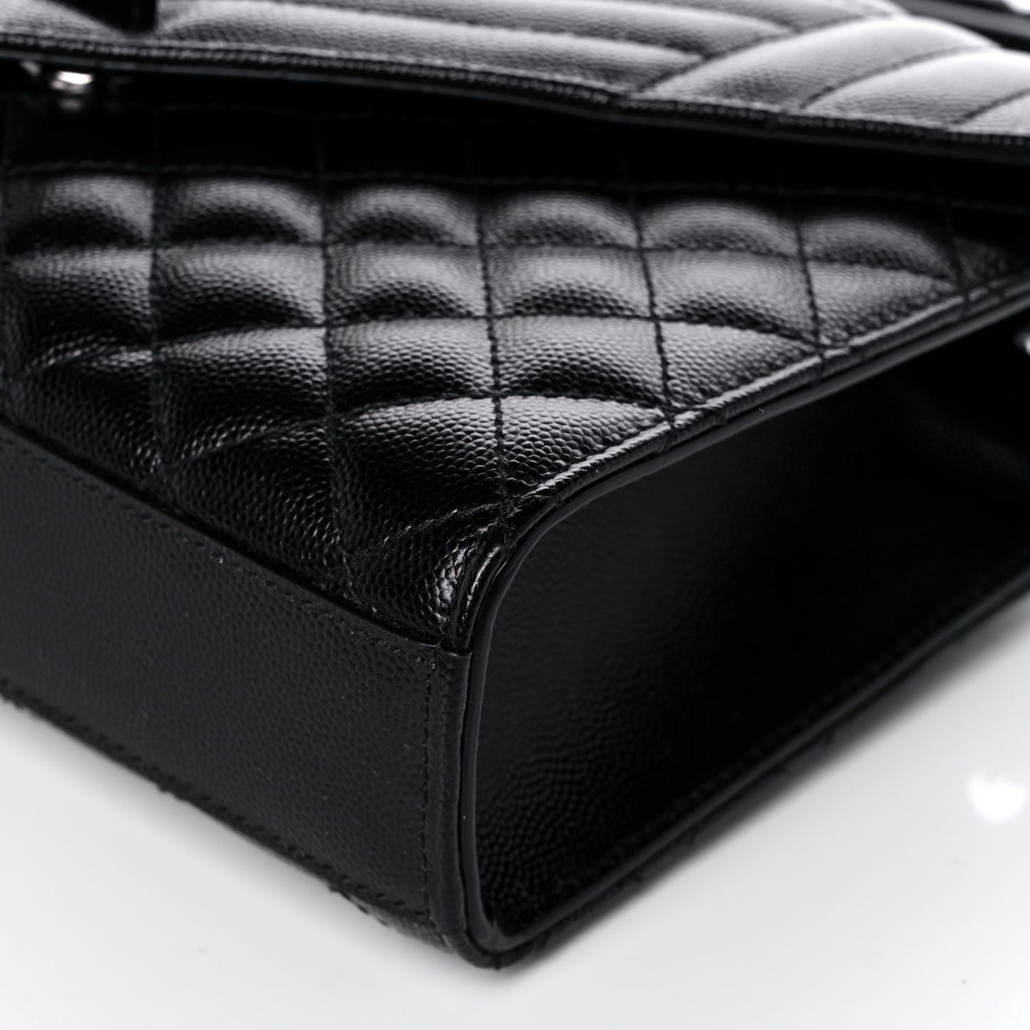 Grain De Poudre Textured Mixed Matelasse Triquilt Medium Monogram Satchel Black