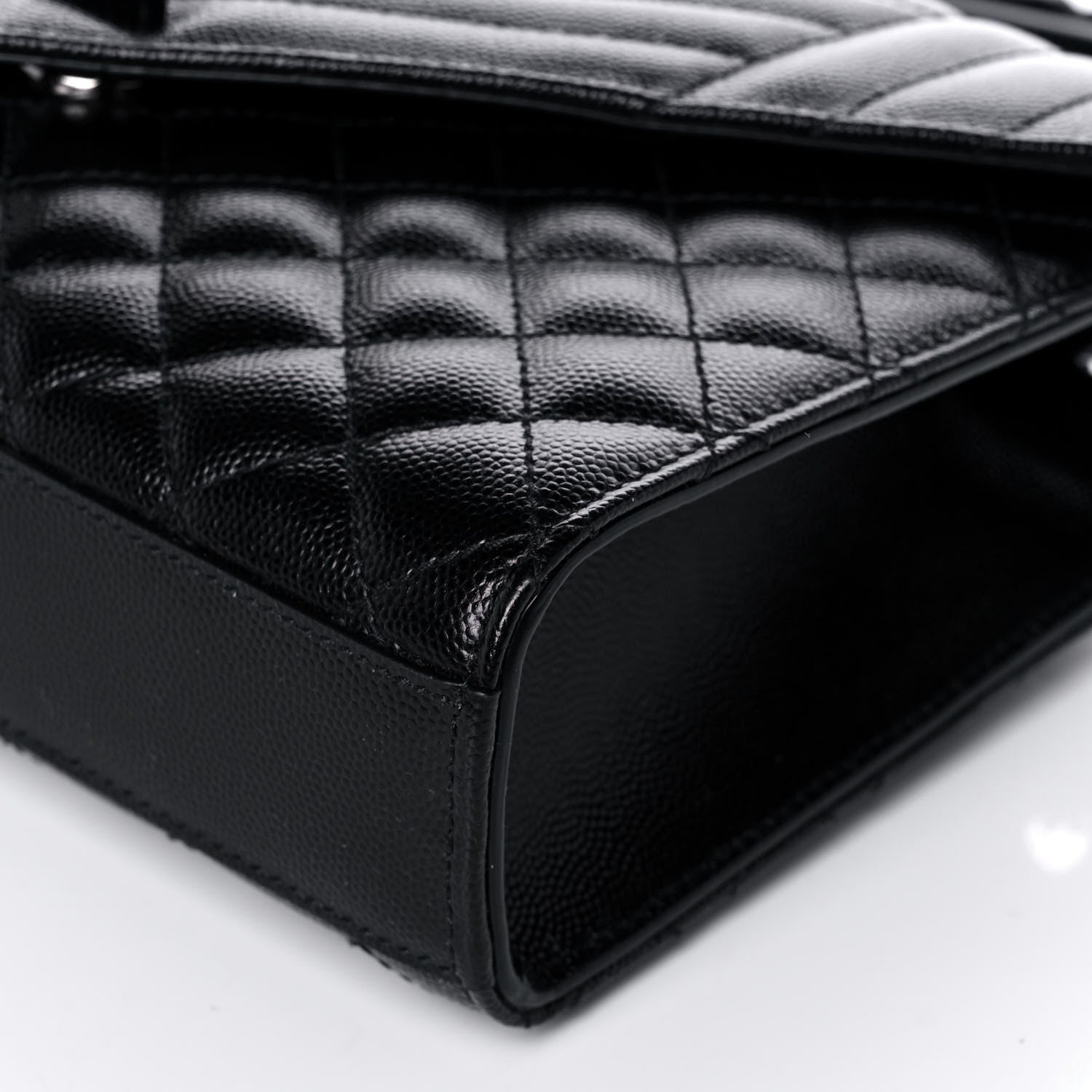 Saint Laurent Grain De Poudre Textured Mixed Matelasse Triquilt Medium Monogram Satchel Black 9 of 9