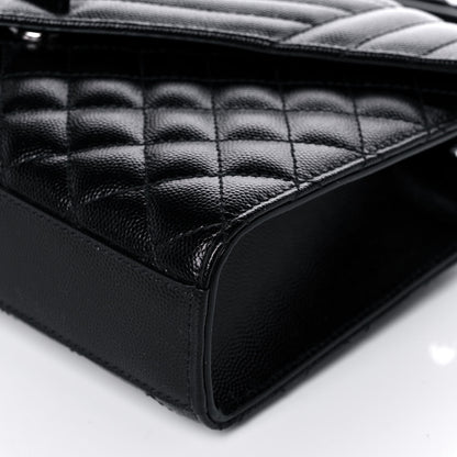 Saint Laurent Grain De Poudre Textured Mixed Matelasse Triquilt Medium Monogram Satchel Black 9 of 9