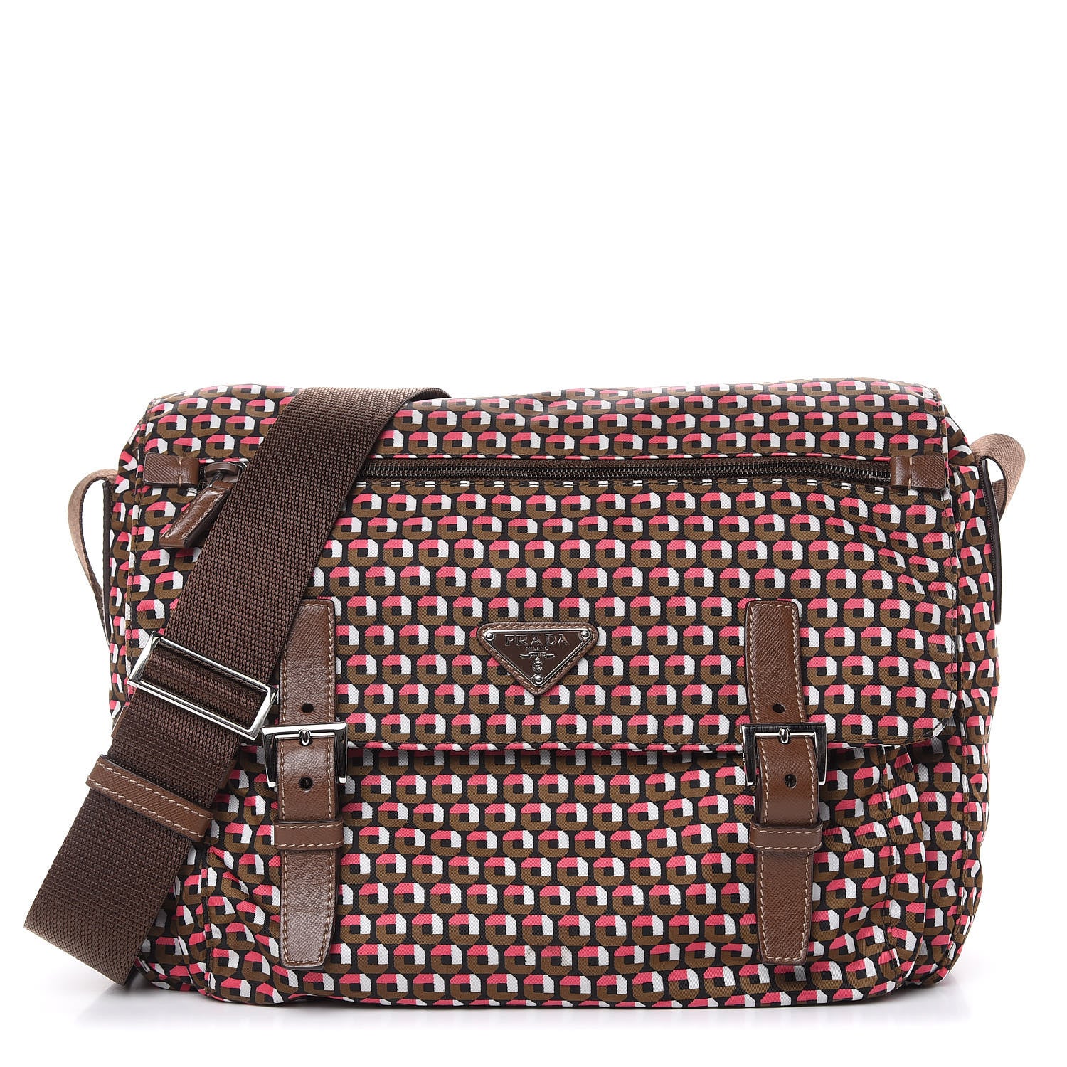 Prada Tessuto Nylon Saffiano Otta Print Messenger Bag Rosa 1 of 9