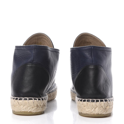 Chanel Lambskin Canvas Cap Toe Lace Up Espadrilles 42 Dark Navy Blue 9 of 9
